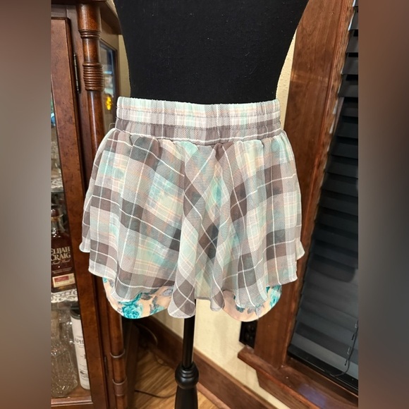 EUC Xhilaration Girls A-Line Skirt Multicolor Plaid Floral Pull On Size M - Picture 1 of 6